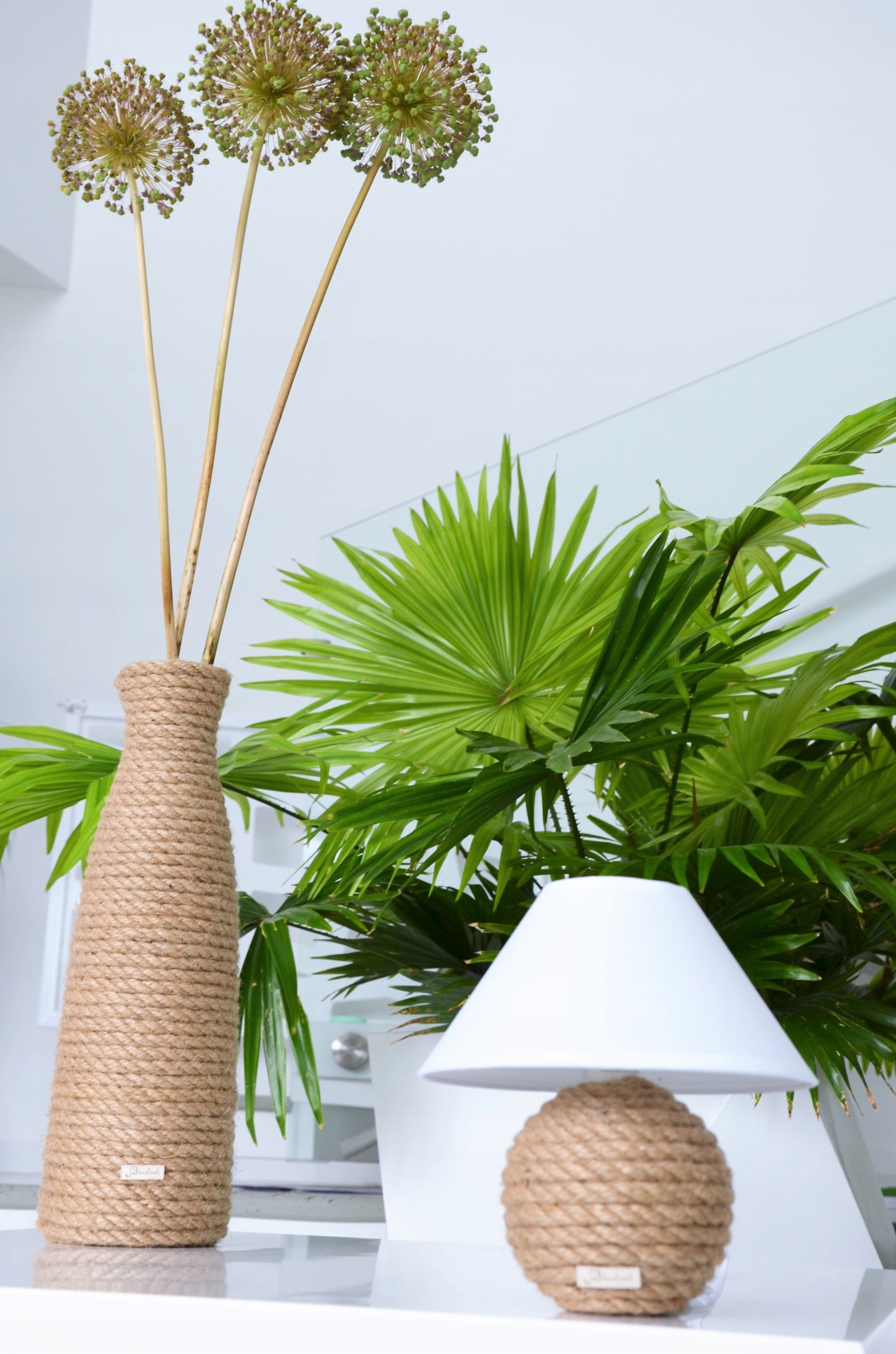 MINI Lampka biurkowa Boho pleciony sznurek juta Długość/wysokość 20.5 cm