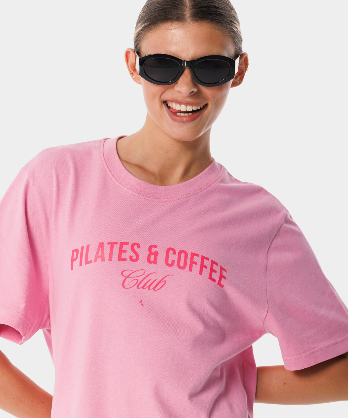 Koszulka T-shirt z nadrukiem Pilates & Coffee Club Carpatree L różowy