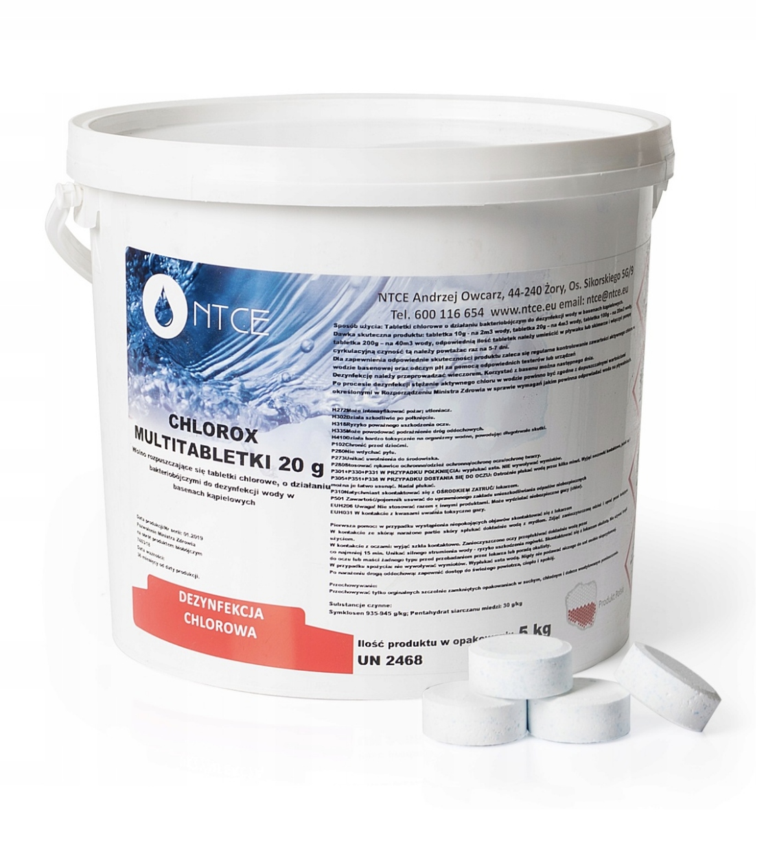 Chlor Małe Multifunkcyjne Tabletki Chemia do Basenu Jacuzzi Spa Ntce 20g5kg