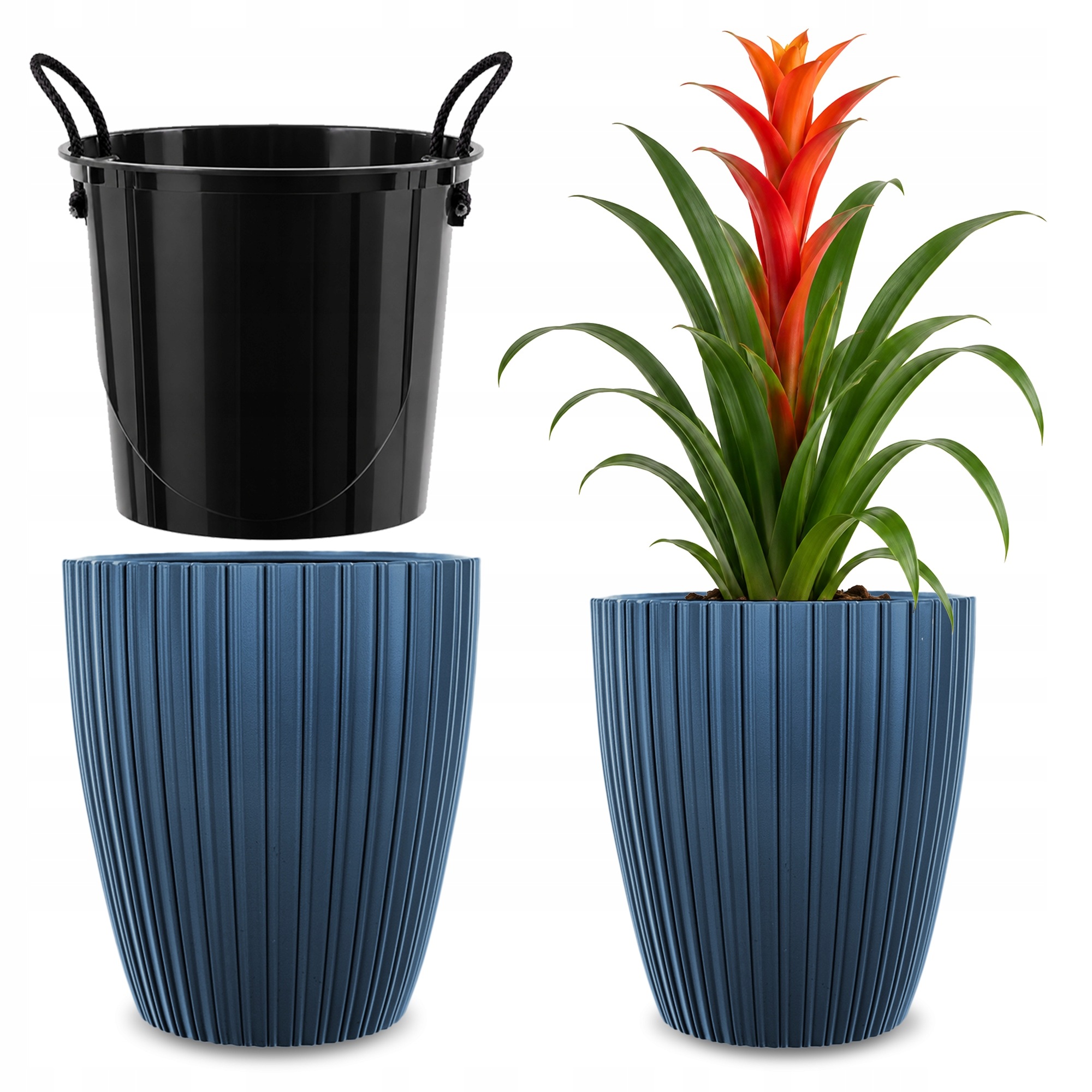 Květináč Květináč 40cm Obal Na Květináč Vložka Do Květináče Plastový Modrý
