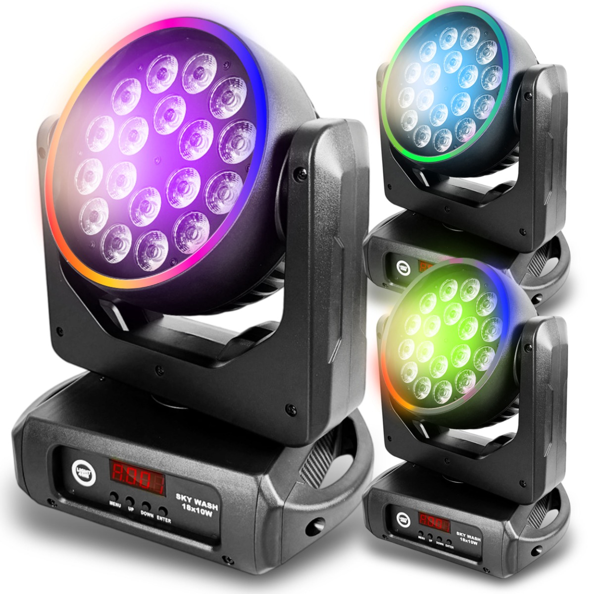 Pohyblivá Hlava Led Scénické Světlo Wash 18X10W Rgbw Ring 60x0,2W Rgb