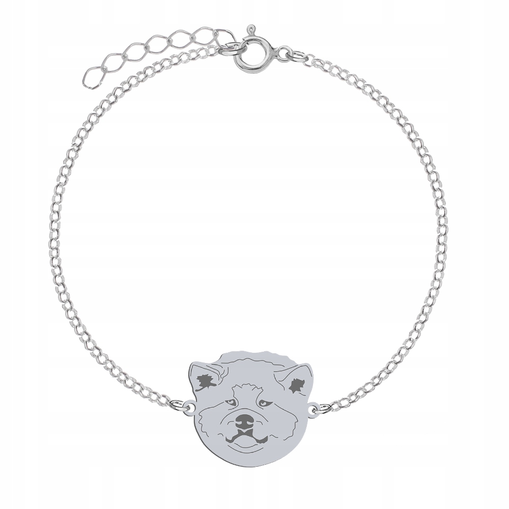 Stříbrný náramek Akita japonská 925 Dárek Řetízek Gravírování Bonus