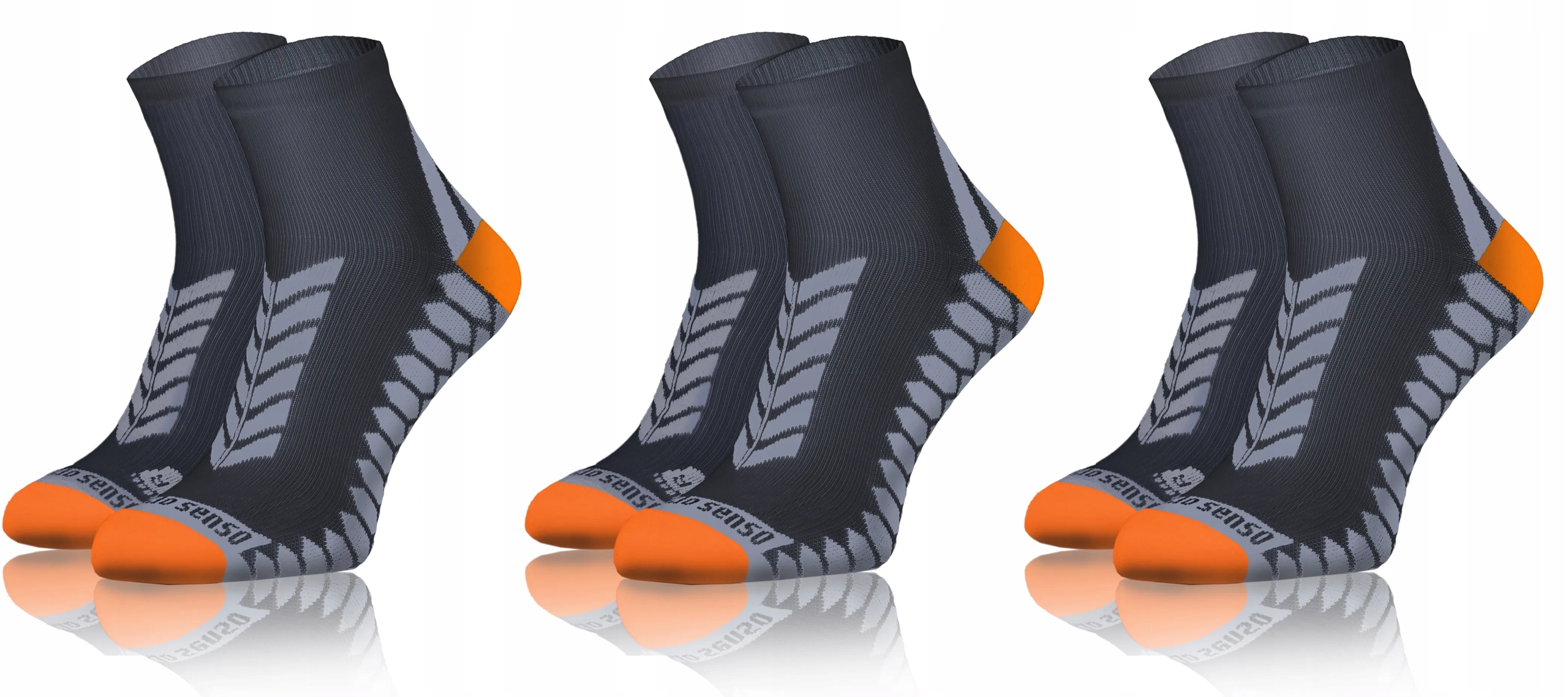 Sesto Senso 3-PAK Skarpety Sportowe Uniwersalne Grafitowe 35-38