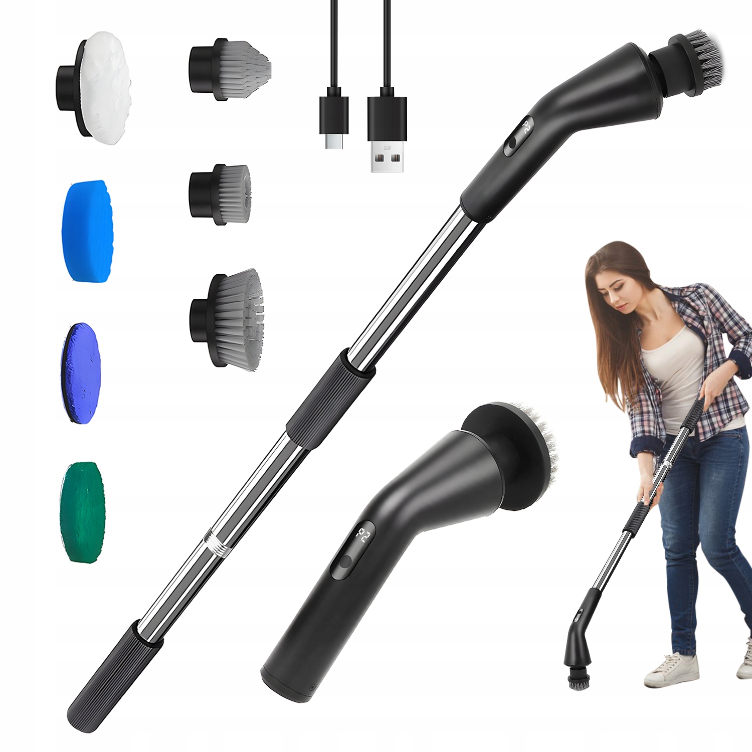 Elektrický Čisticí Kartáč 7V1 Se 2 Rychlostmi IPX7, Voděodolný 96 CM