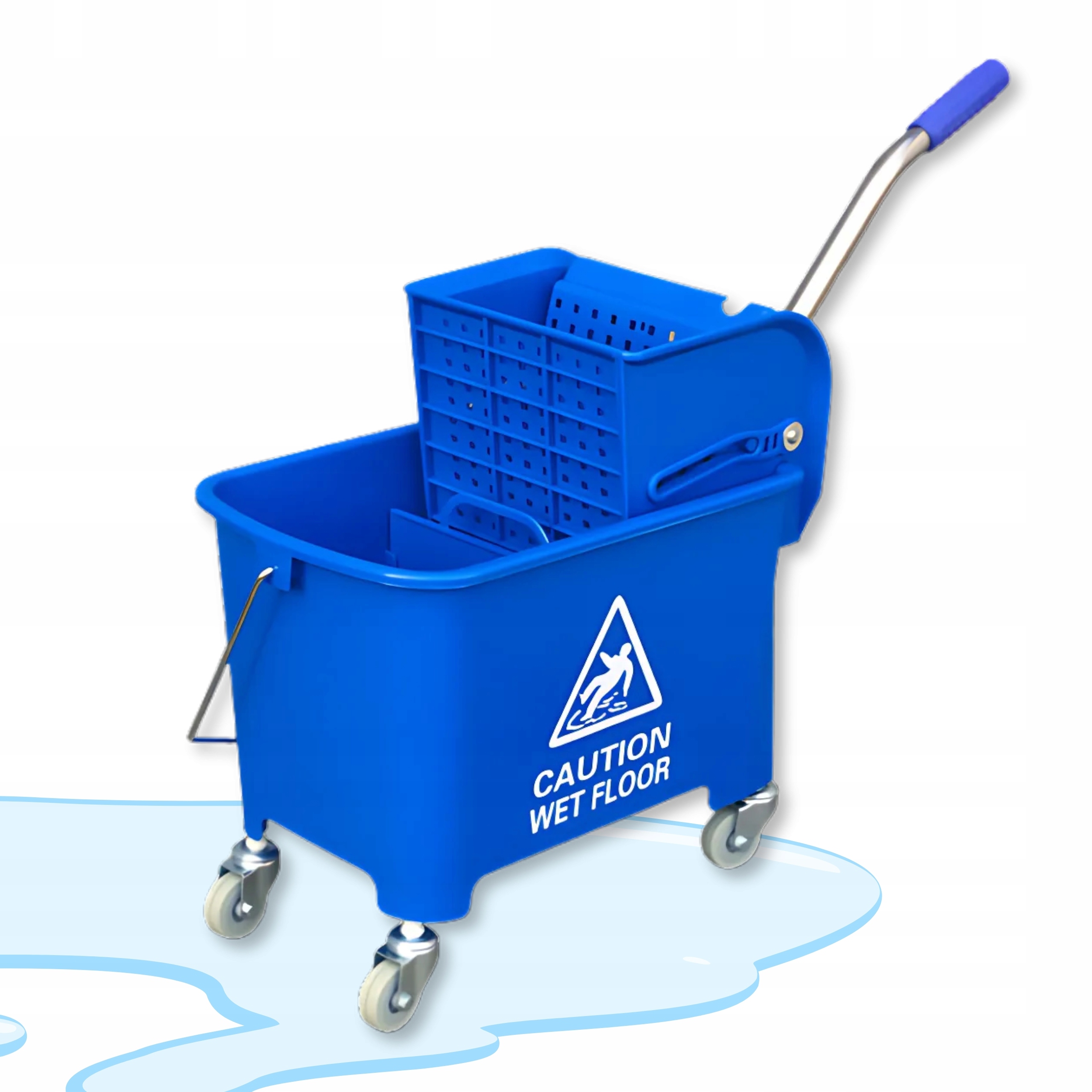 WÓZEK DO SPRZĄTANIA NIEBIESKI BLUE 20L WIADERKO Z WYCISKARKĄ Z PRASĄ