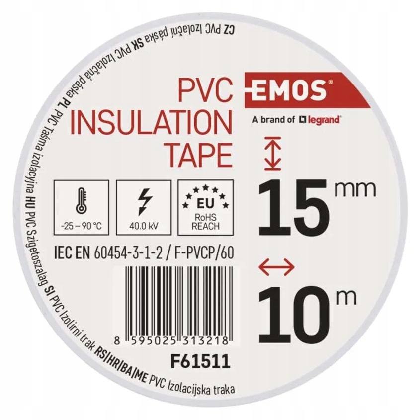  /><p><b>Profesjonalna taśma elektroizolacyjna</b> z plastyfikowanego <b>PCV </b>do użytku w zwykłych instalacjach NN w szerokim zakresie temperatur.</p><h1>⚙️DANE TECHNICZNE</h1><img src=