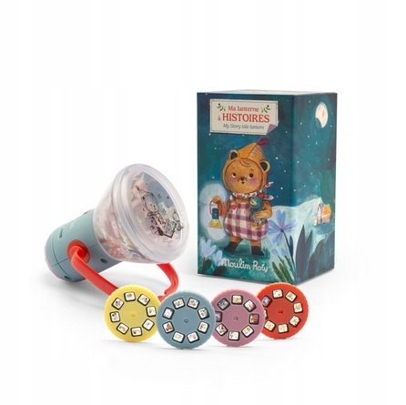 Moulin Roty: Les Minouchkas Lampka nocna, projektor z bajkami Wiek 4+