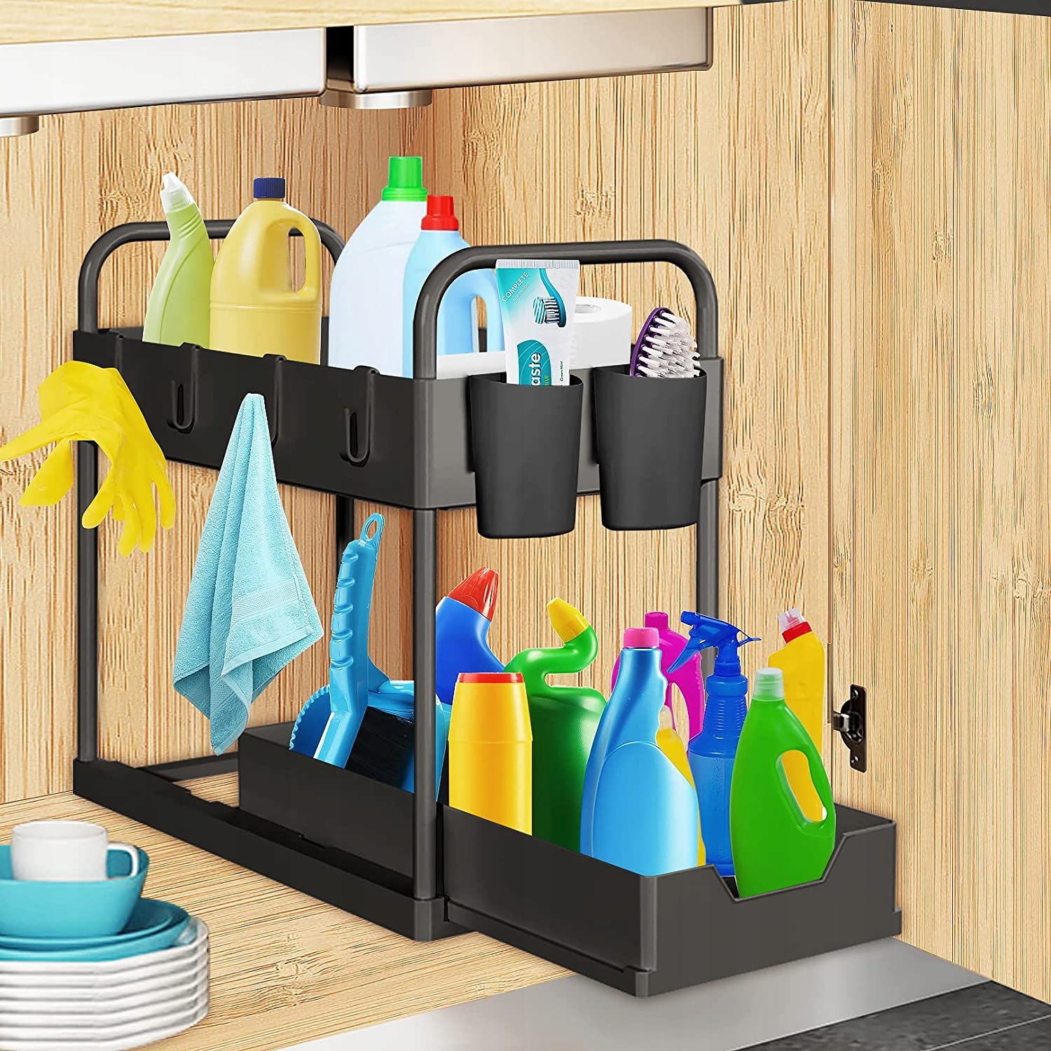 ORGANIZER DO ZLEWU Z 4 HACZYKAMI I 2 KUBKAMI 40 CM Rodzaj inny