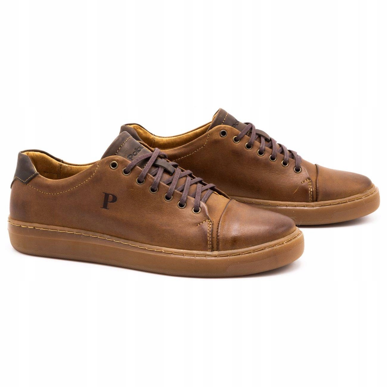 BUTY MĘSKIE CASUAL SKÓRA POLSKIE 2109 CAMEL 44 Rozmiar 44