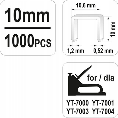 Zszywki 10.6x10mm 1.2mm 1000szt Yato Marka Yato