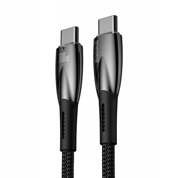 BASEUS MOCNY PODŚWIETLANY KABEL TYPE-C USB-C SZYBKIE ŁADOWANIE 100W PD 1M