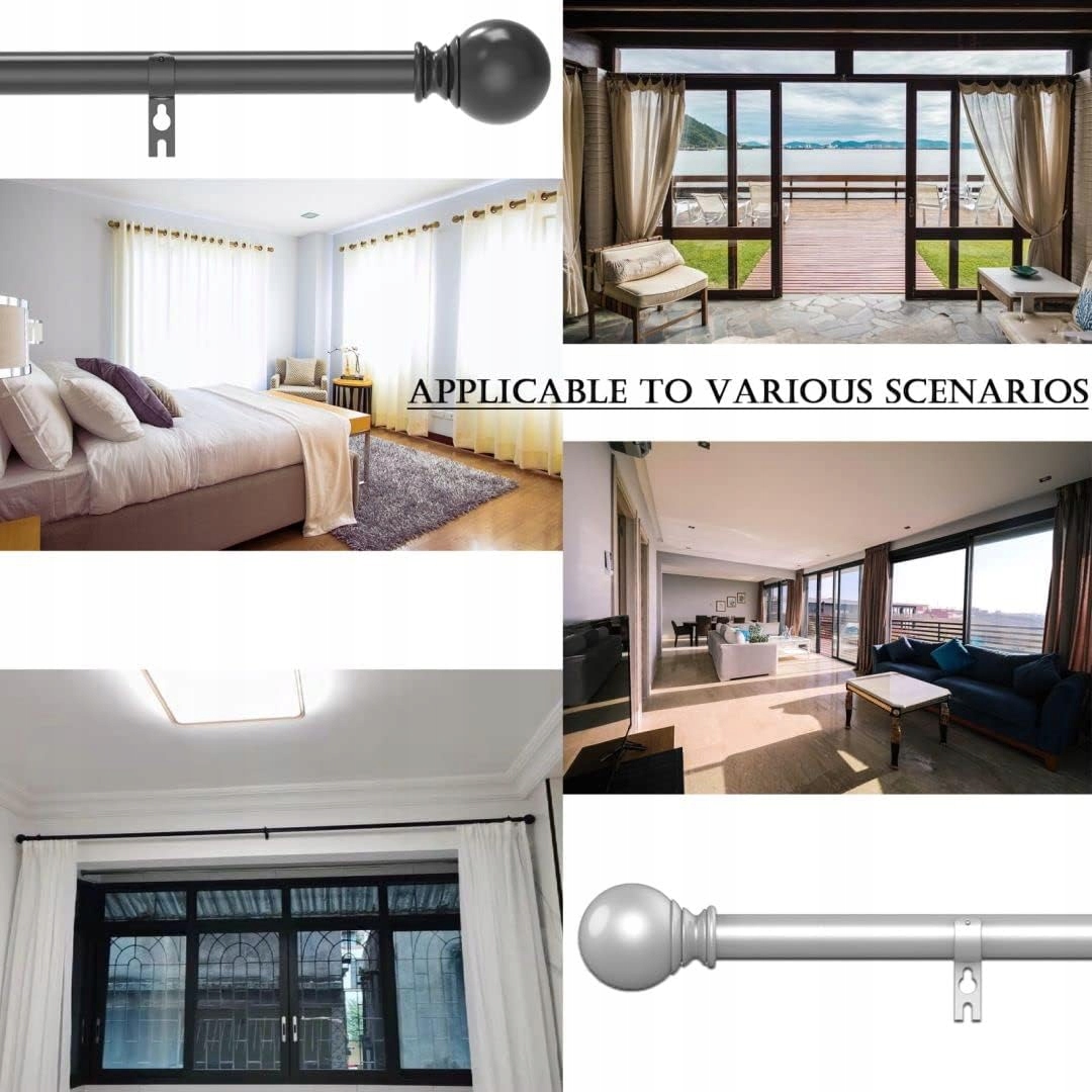 Karnisz pojedynczy drążek regulowany 220-330 cm srebrny Materiał wykonania metal