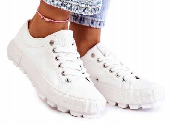 Białe damskie trampki Big Star KK274142 - stylowe buty na platformie Rozmiar 41