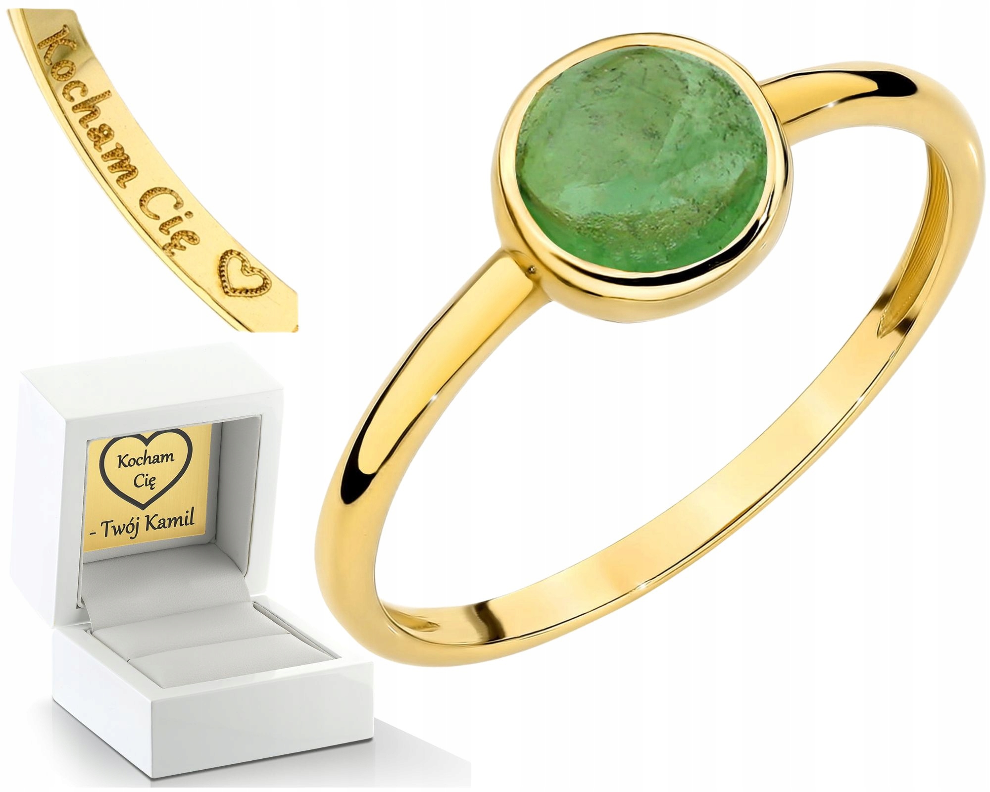 Prsten S Přírodním Kámenem A Zeleným Turmalínem Prstýnek 585, Jako Dárek Gravírování Dárek