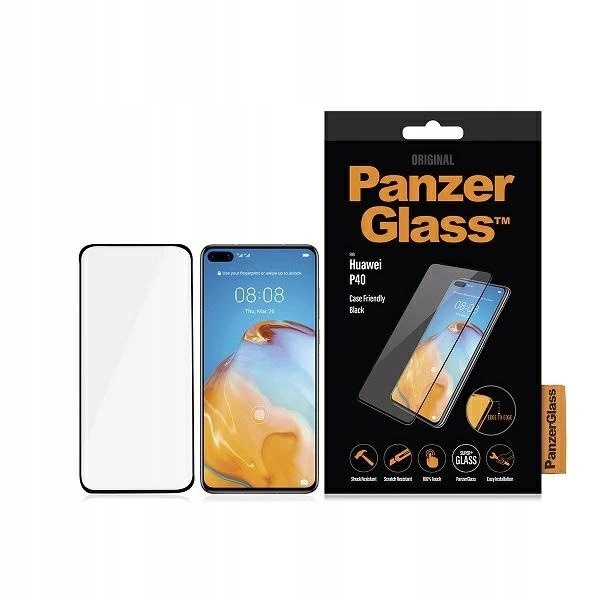 Szkło hartowane PanzerGlass E2E Super+ na Huawei P40 z czarną ramką