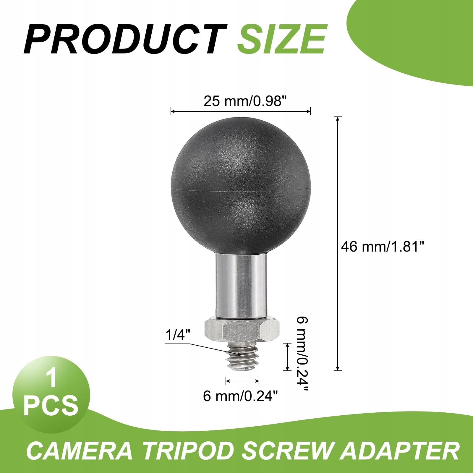 Adapter RAM Mount 25mm Do Kamery Sportowej Stalowy Uchwyt Srebrny PATIKIL — miniatura 2