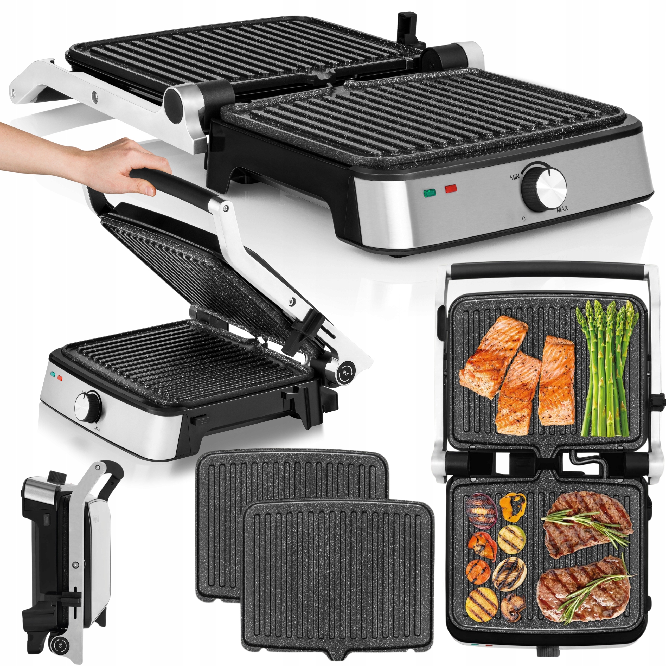 Grill Elektryczny Opiekacz Do Kebaba Kontaktowy XXL 2000W Rozkładany Mocny