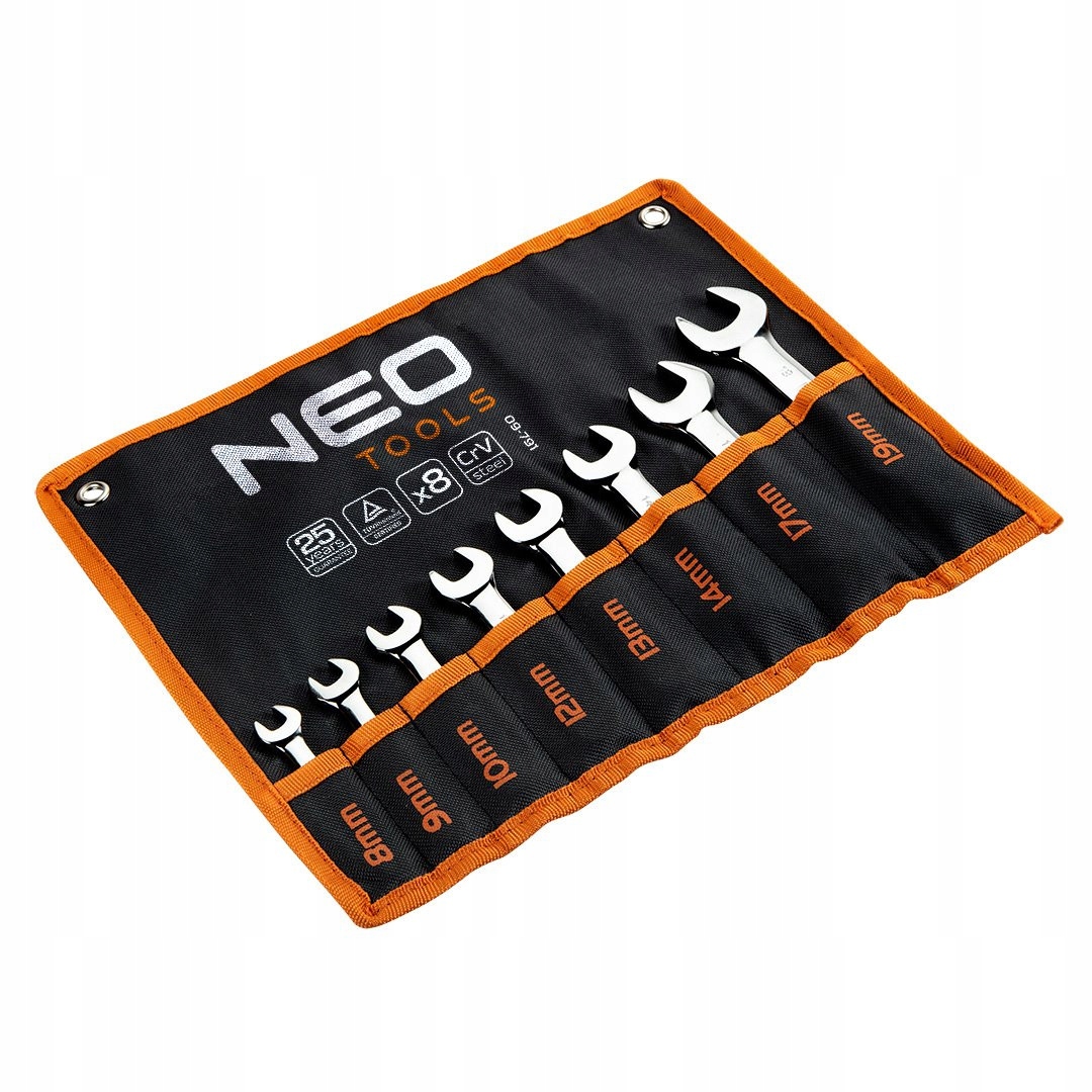 Neo 09-791 Klucze płasko-oczkowe krótkie 8-19 Zestaw 8 Szt.
