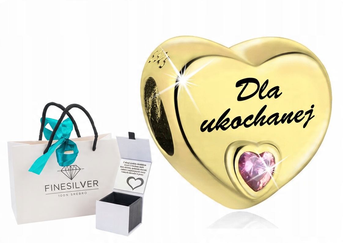 

Charms Złoty Do Pandora Serce Srebro Grawer