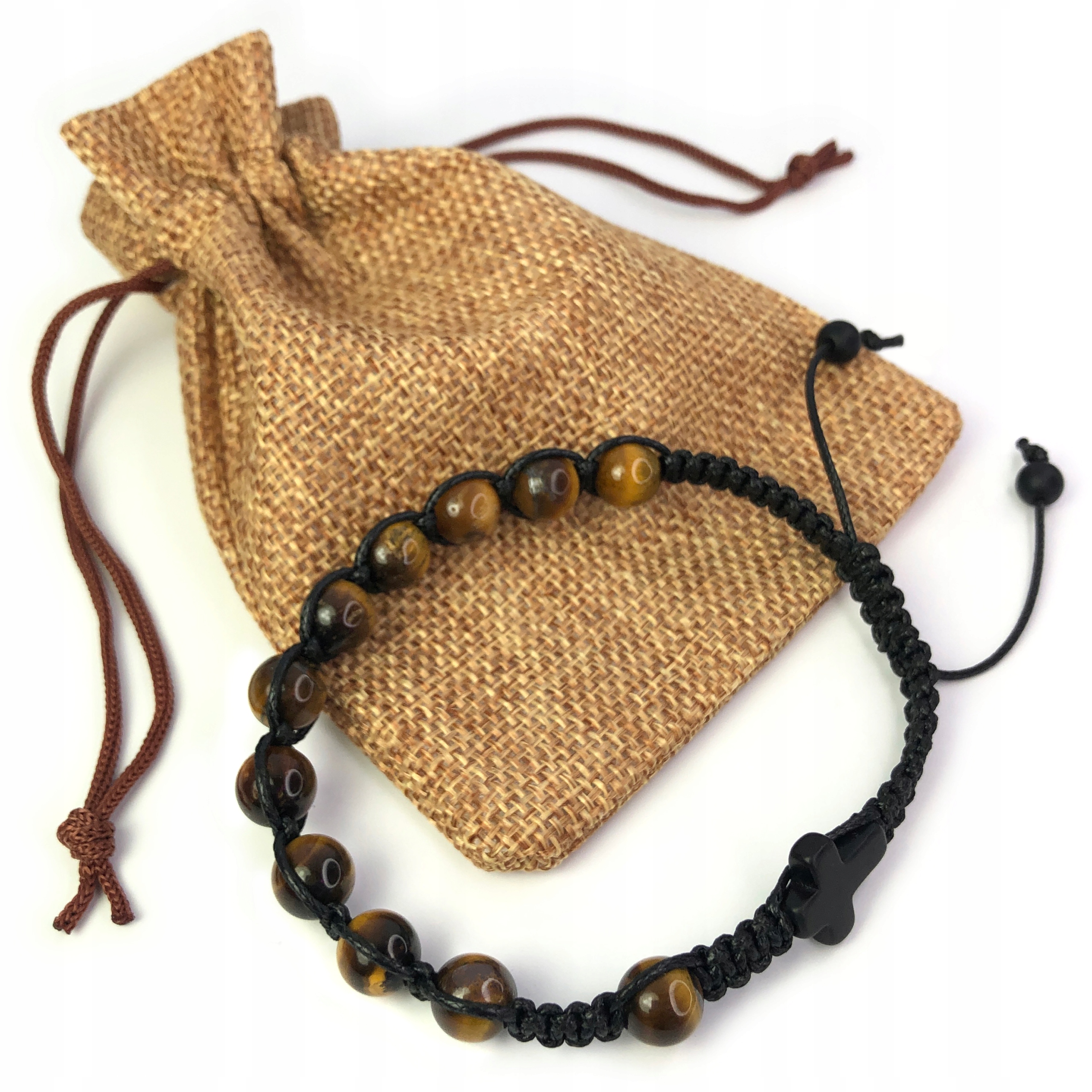 Pánský náramek Růženec na ruku z kamenů Tygří Oko