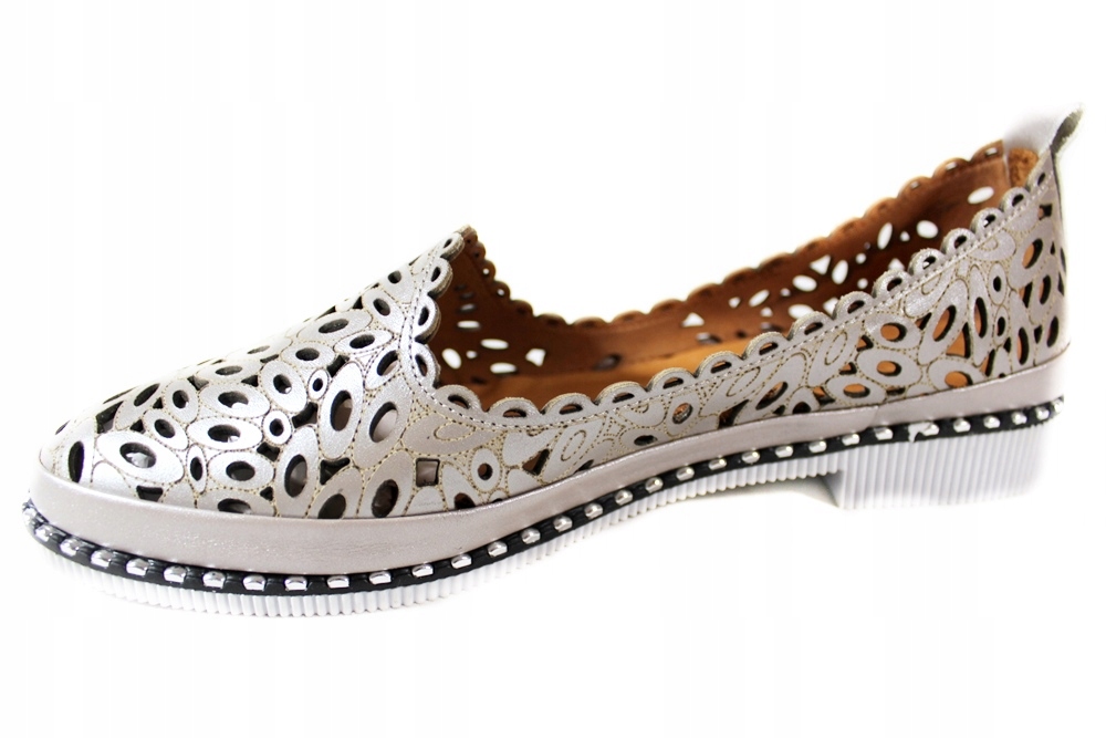 Półbuty Ravini 2025 R.38 Skóra Beż Lico Ażurowe Marka Ravini