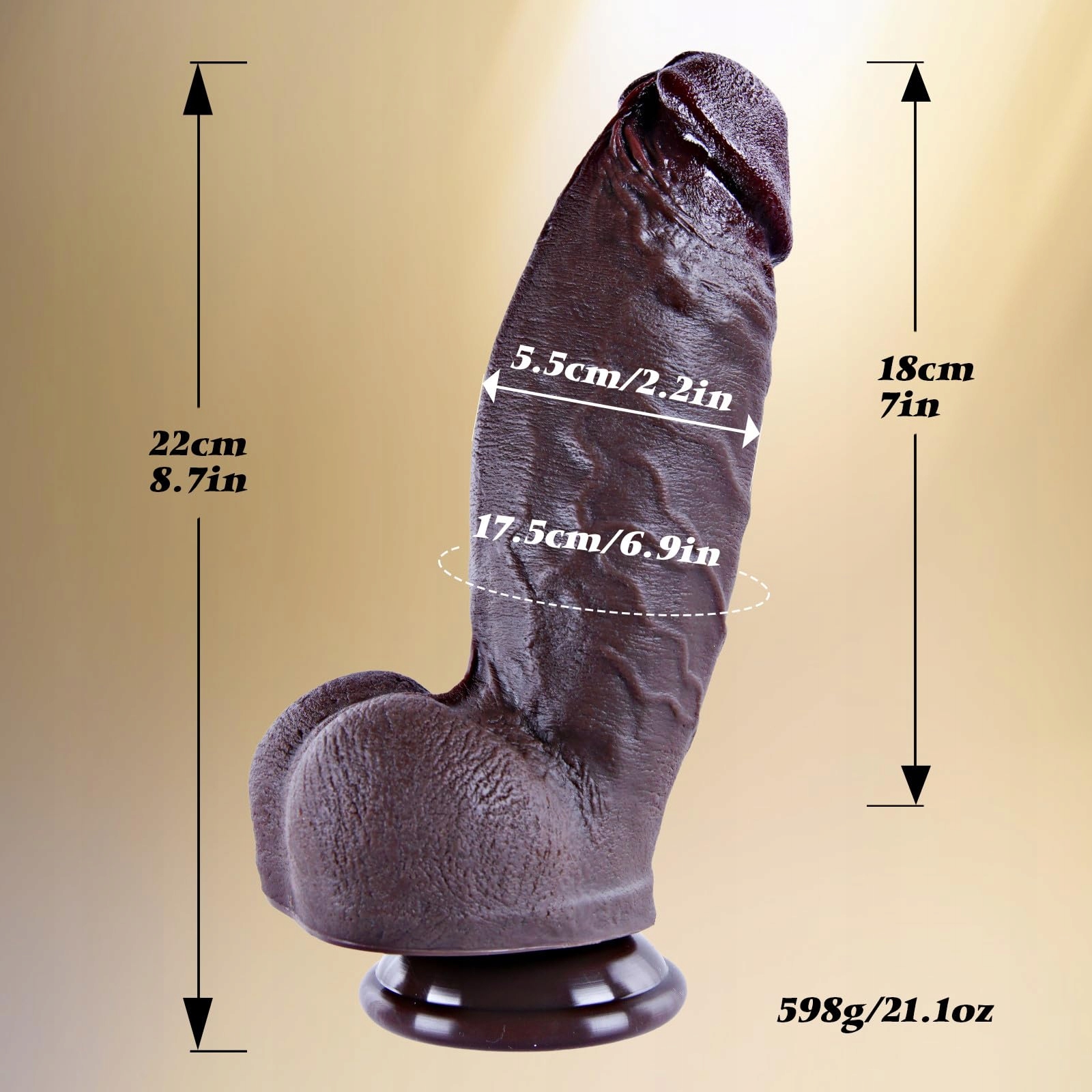 Realistyczny Czarny Dildo 22cm Silikonowy G Punkt — miniatura 7