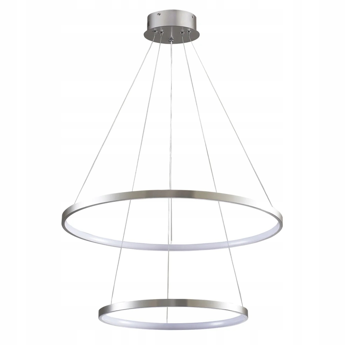 Moderná závesná lampa s nastaviteľným niklom a dvoma Led krúžkami 35 W, neutrálna farba