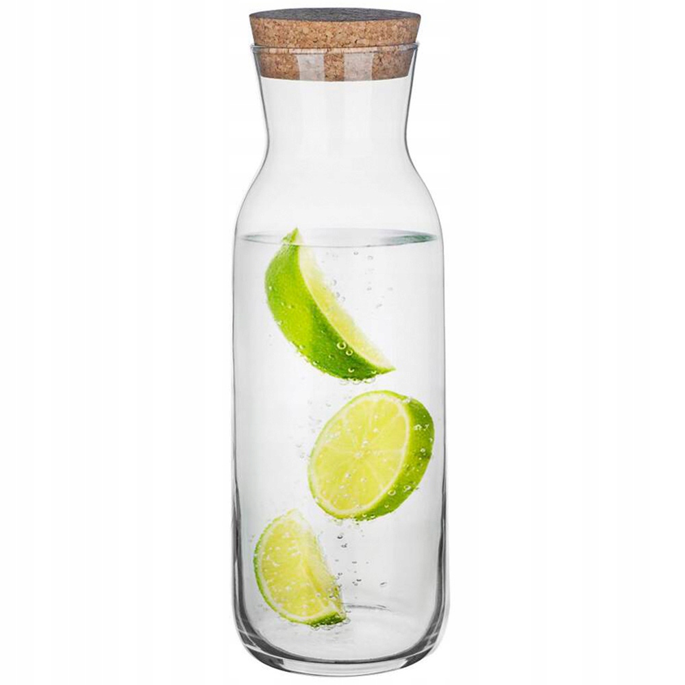 SZKLANA KARAFKA DZBANEK DO WINA WODY Z KORKIEM 1L