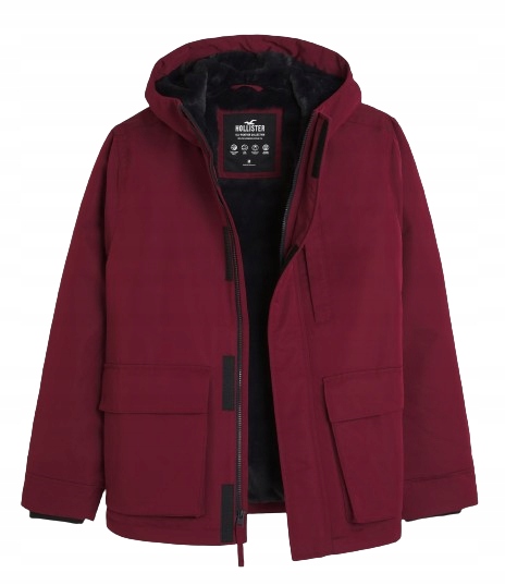 Bunda Abercrombie Hollister XL all-weather sherpa bordó