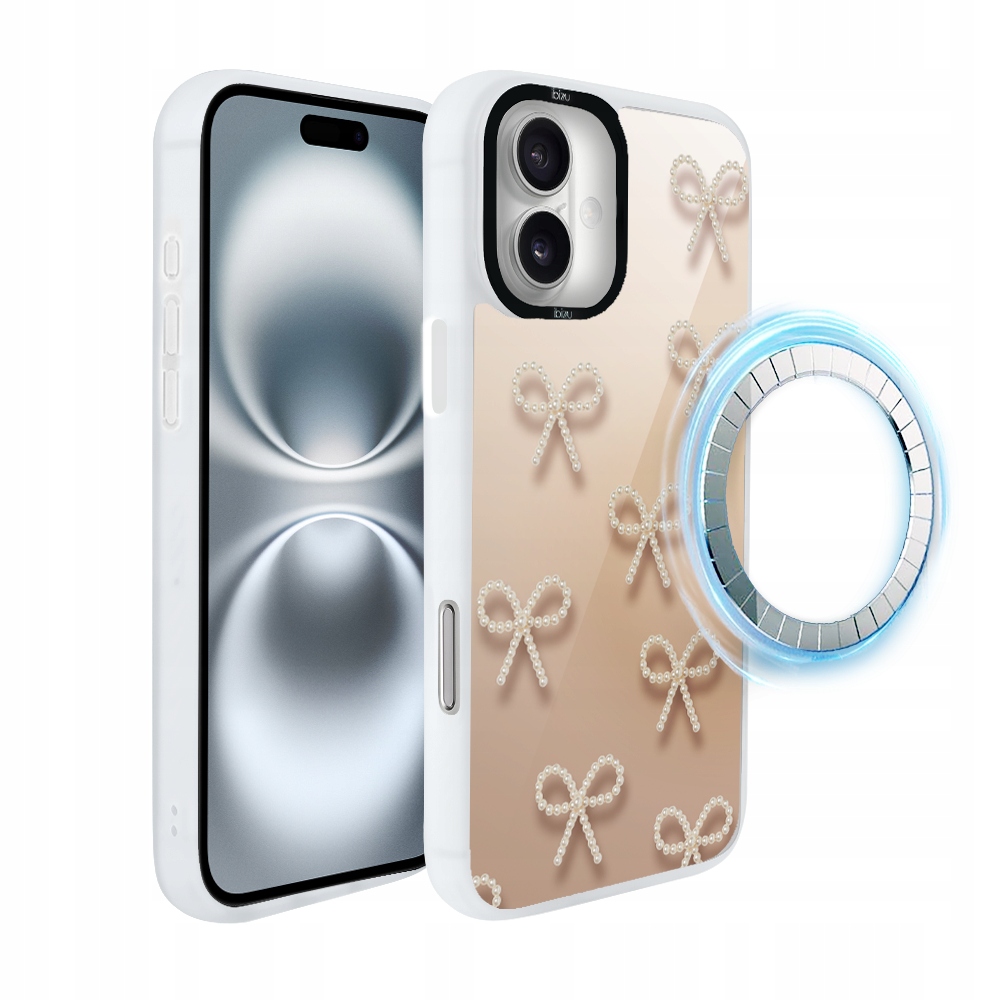 Matný Pouzdro DropGuard pro iPhone 16 Ibizu s MagSafe a perleťovými mašličkami