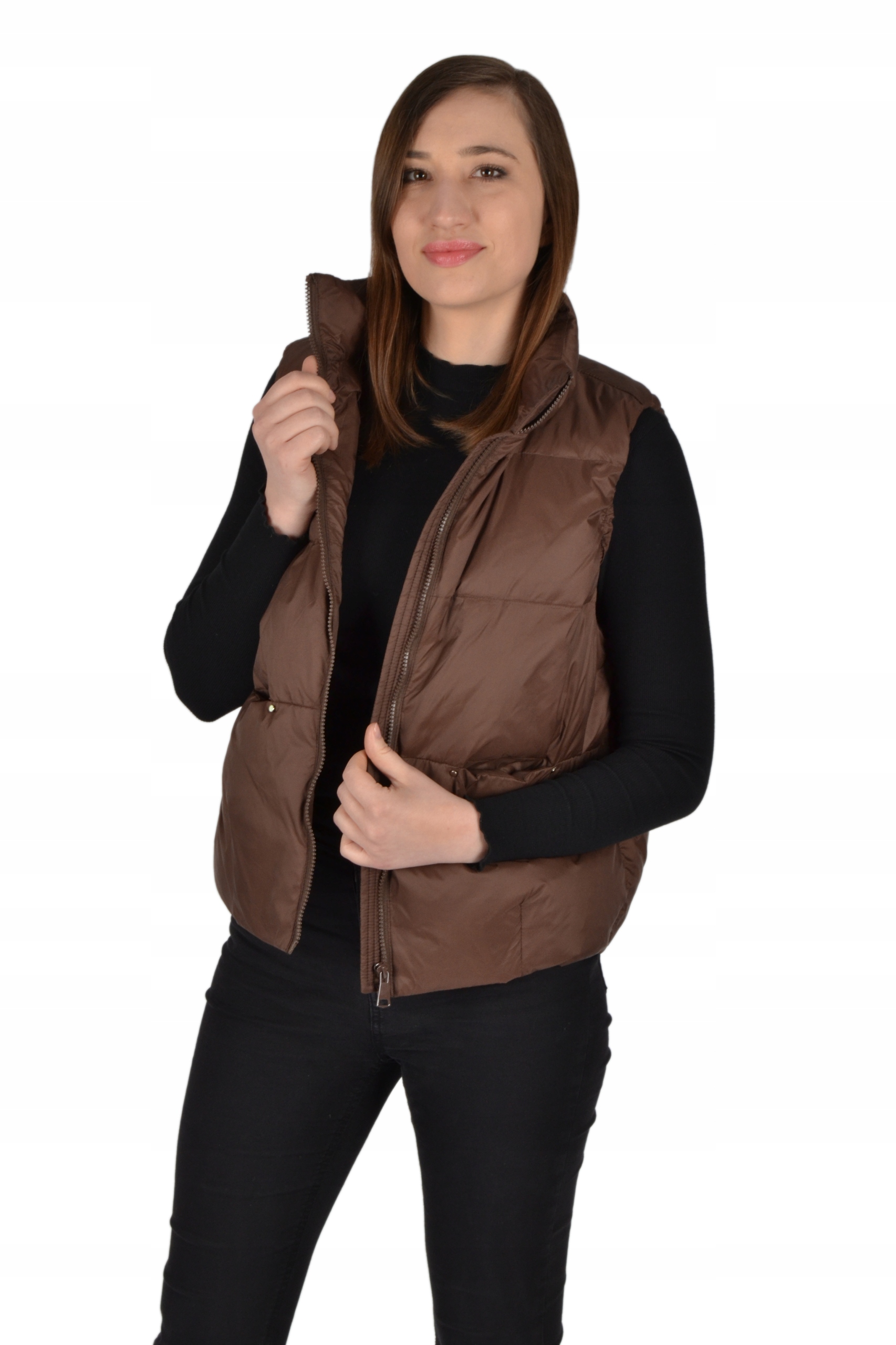 Bezrękawnik Kamizelka Damska Puch Naturalny Stójka Rozmiar M/L