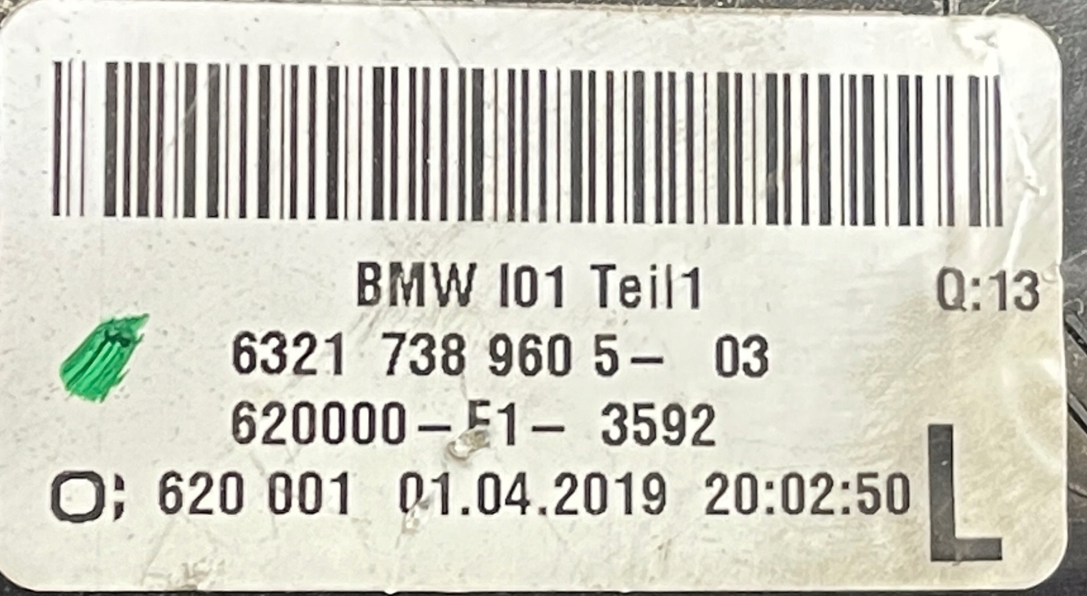 BMW I01 I3 light left rear rear part 7389605