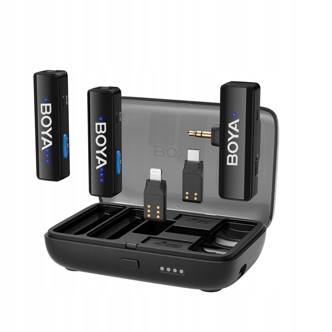 Sada bezdrátových mikrofonů s pouzdro 1000 mAh 2.4GHZ Usb-c Boya