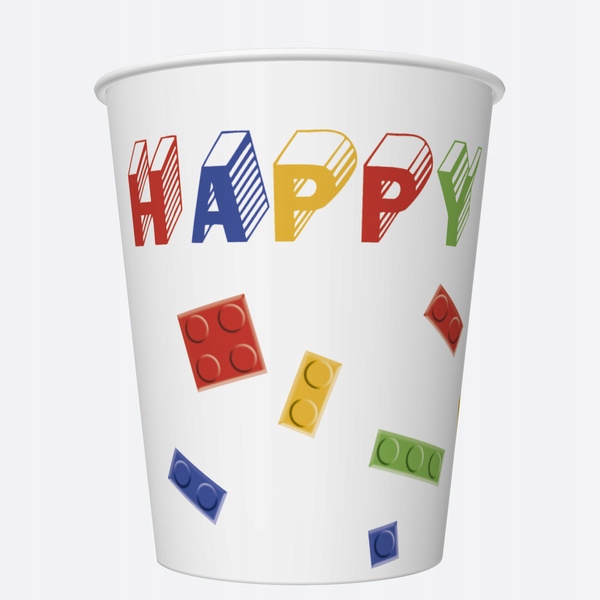 

Kubeczki Happy Birthday Urodziny Klocki 250 ML
