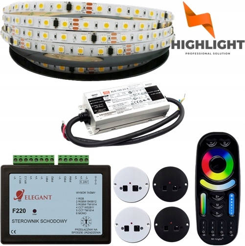 Schodiskový set F220 Polovičné poschodie Digitálna Led páska Mono 50/50 kaskádový efekt