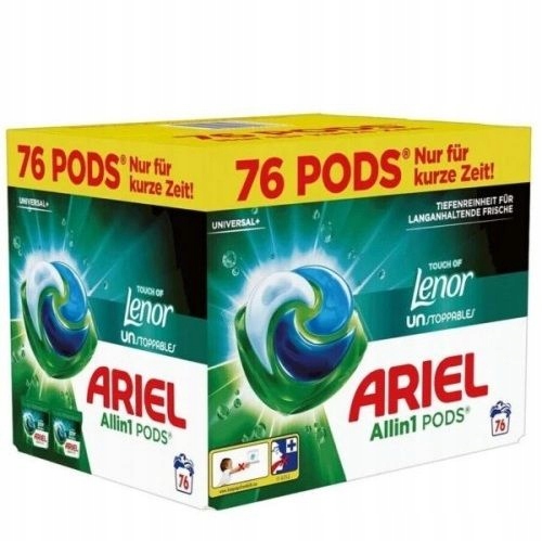 Ariel kapsułki do prania Universal Touch Of Lenor All in1 Box 76 sztuk.