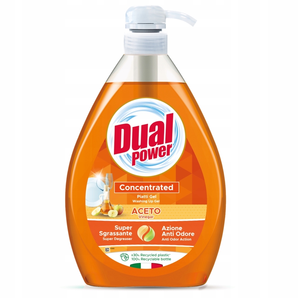 

Dual Power Żel do mycia naczyń z pompką z Octem 1L