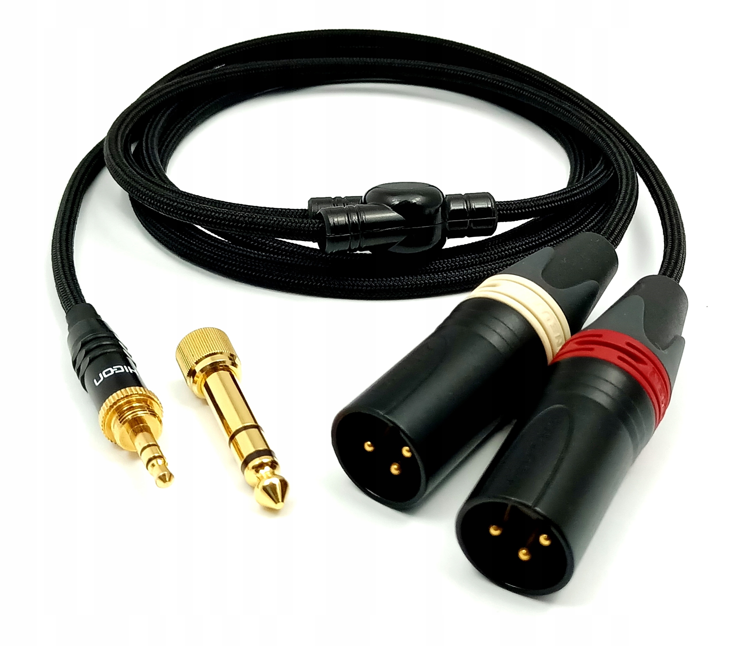 Aux kabel ručně vyrobený 3,5 mm 6,3 mm 2 x Xlr barevné opletení