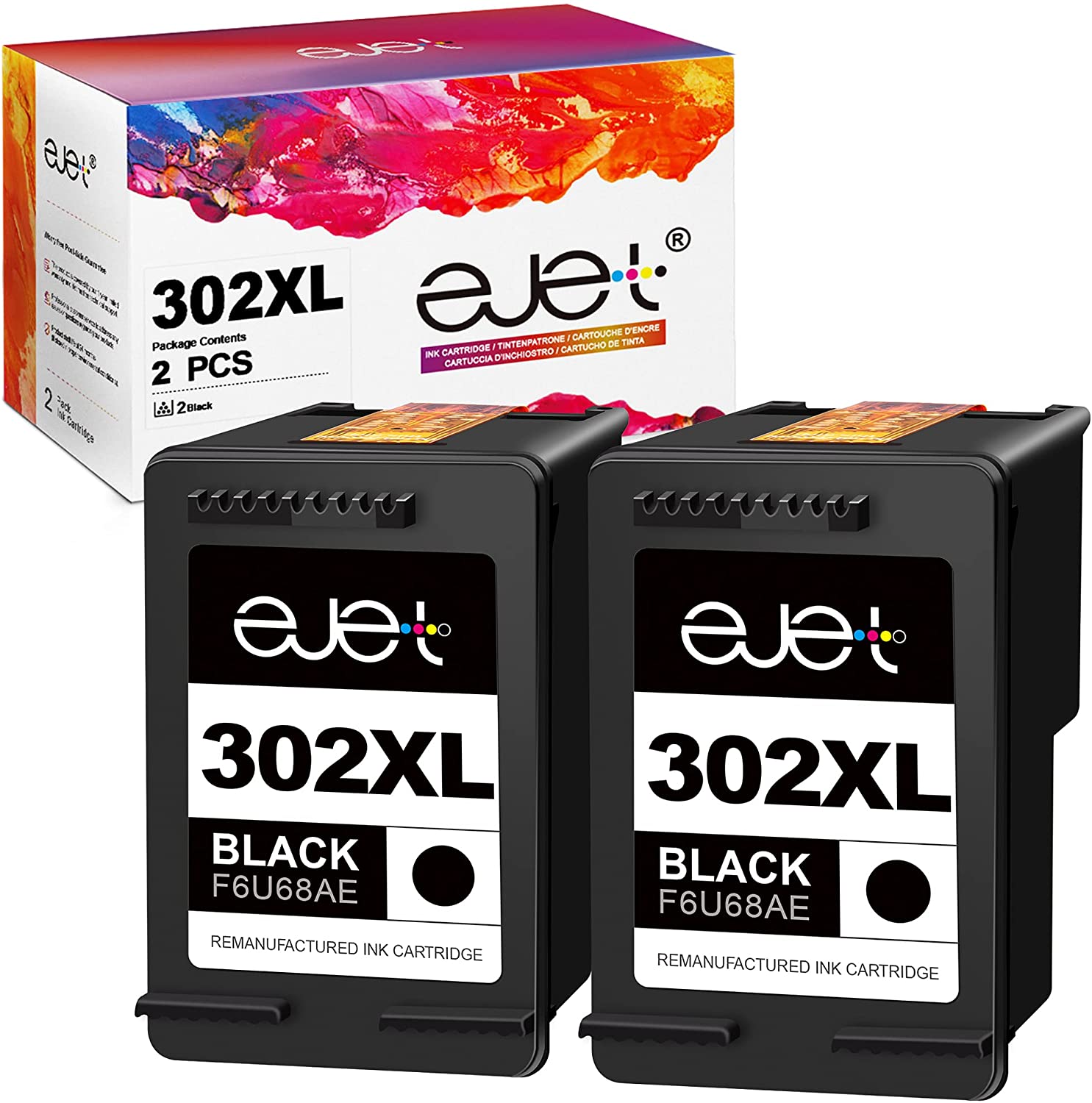 2pc Ejet Do HP302XL 1110 2130 3630 4520 do Hp czarny(black)