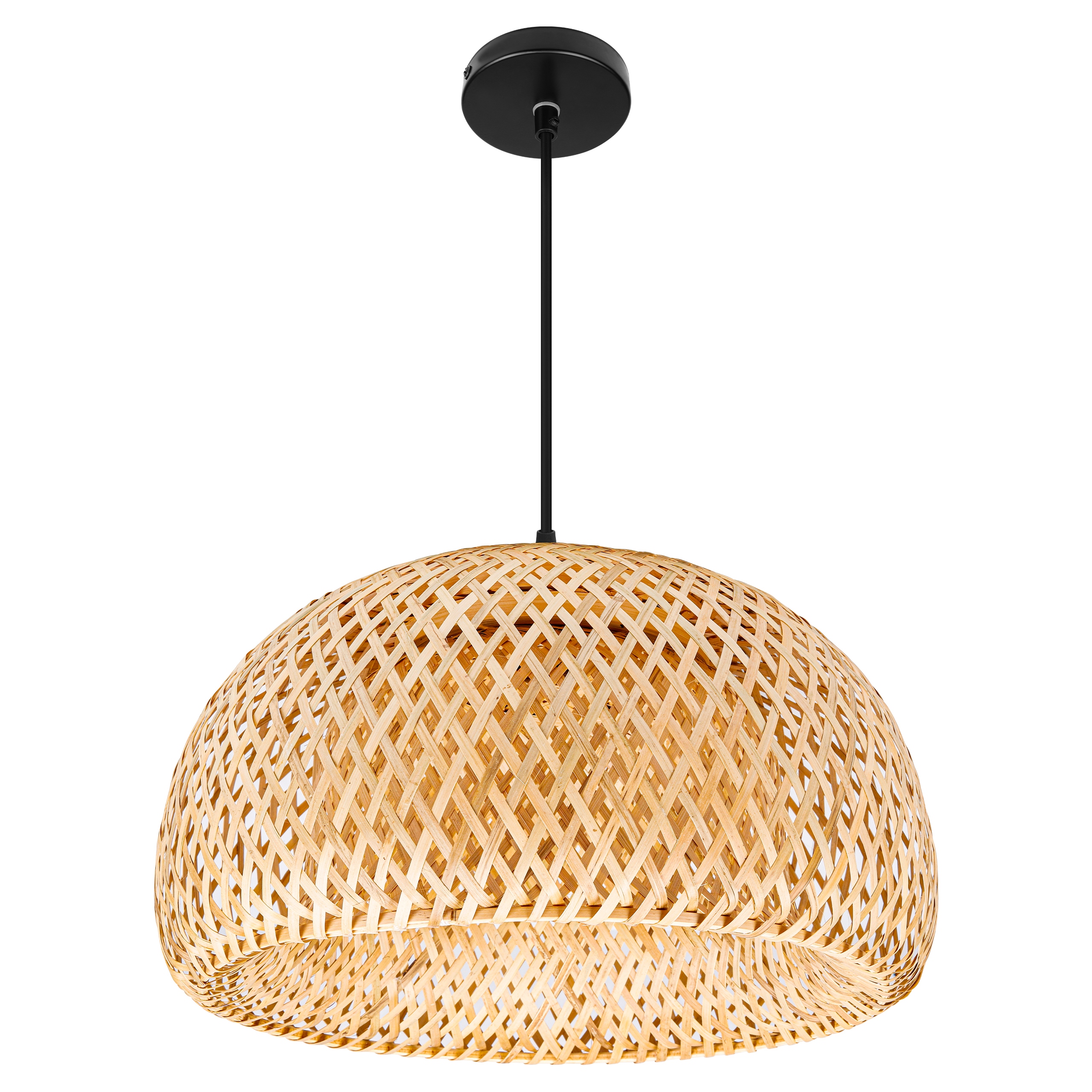 stropní svítidlo Led závěsný lustr E27 pletené svítidlo 38 Cm boho Bambusová