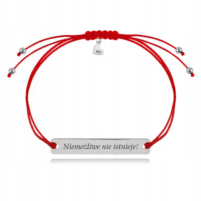 

Bransoletka sznurkowa srebrna Grawer - Kolory