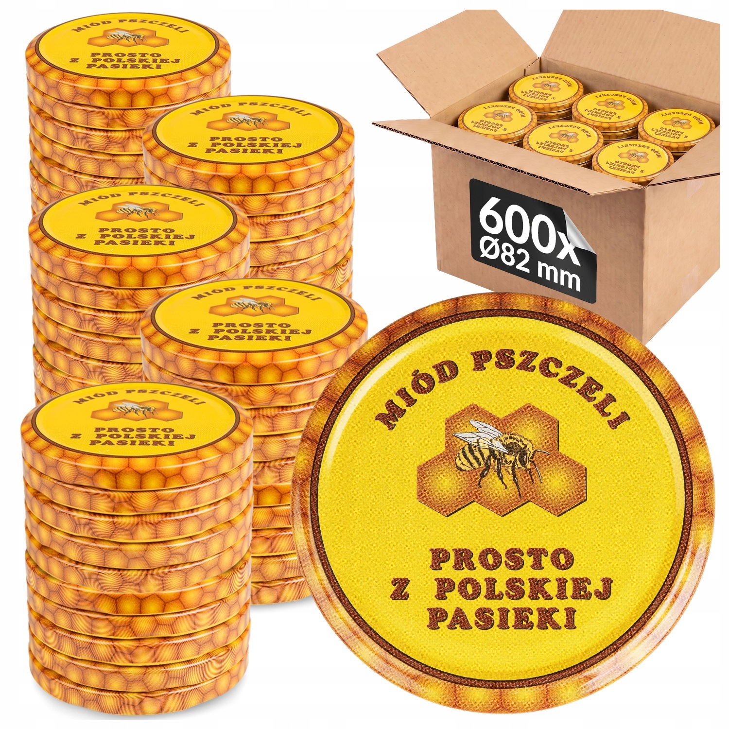 600x Uzávěry na sklenice na Med fi 82, víčka na sklenice 6 Závěsné
