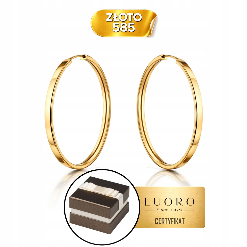 Náušnice Zlaté 585 14K Kolečka Široké Na Kreolu 2,4 MM Elegantní