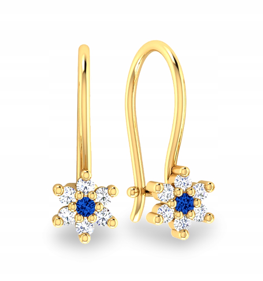 Náušnice Květiny Se Safírem A Rubínem Zlato 585