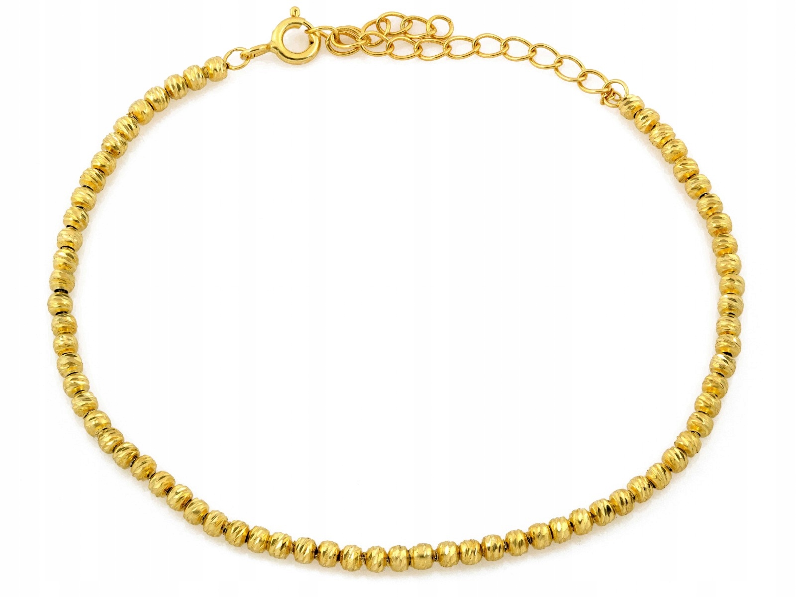 Náramek z pozlacených kuliček 925 stříbrný 3.4 g diamantové kuličky 21 cm