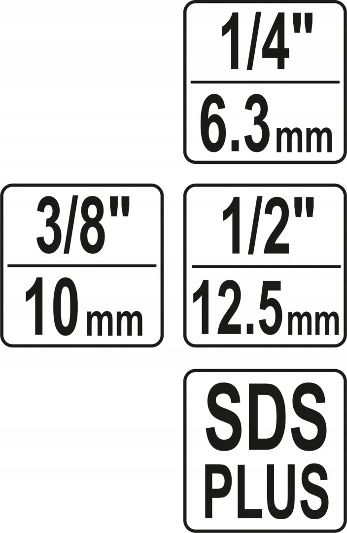 ADAPTER SDS PLUS DO NASADEK 1/4'', 3/8'', 1/2'' Typ grotu kwadratowy