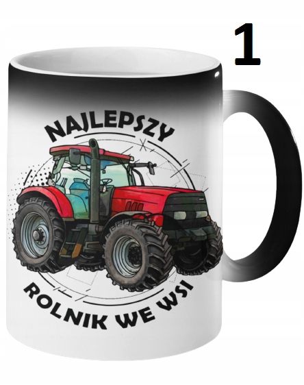 KUBEK MAGICZNY CIEKAWY CIĄGNIK TRAKTOR NAPIS WZORY Pojemność 330 ml