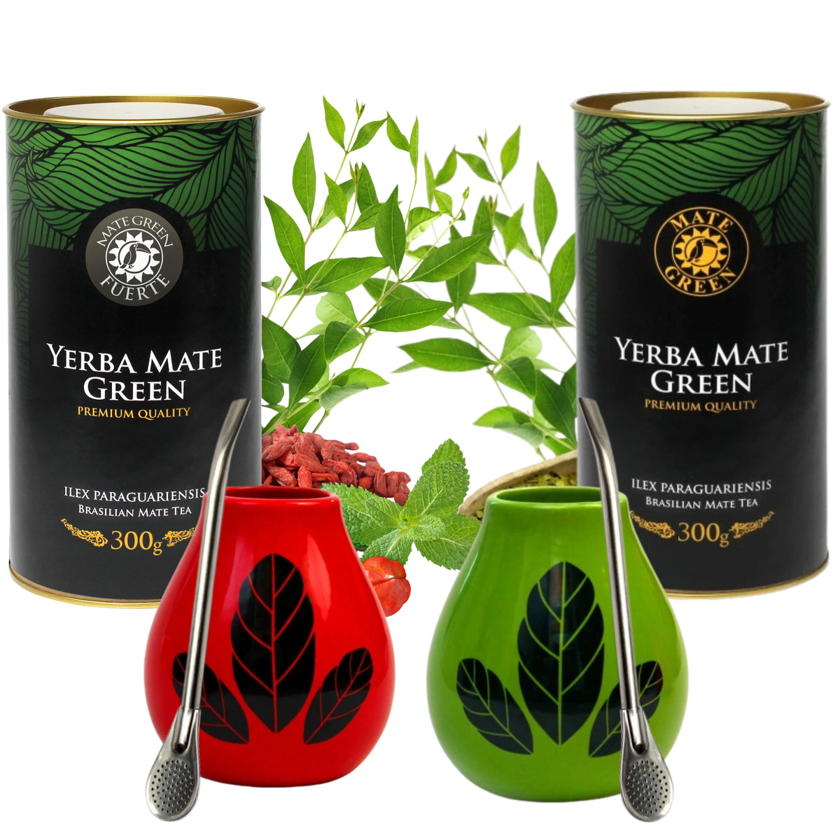 Zestaw YerbaMate Green Klasyczna Premium Naturalna Smakowa Akcesoria 2x300g