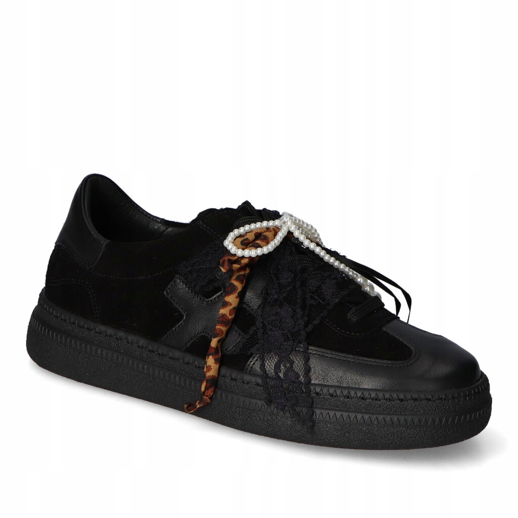 Tenisky Karino 5727/126-P Černý semiš Ozdoby Doplňky Kokardy 36