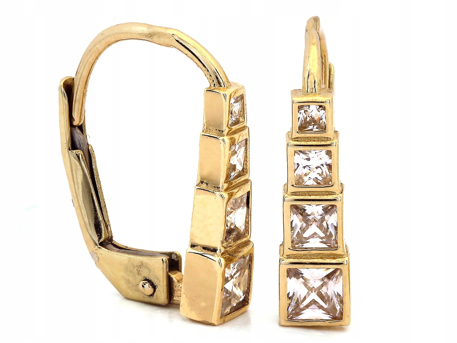 Náušnice zlaté 585 14k s zirkony 2.09g lesklé pro ženy jako dárek